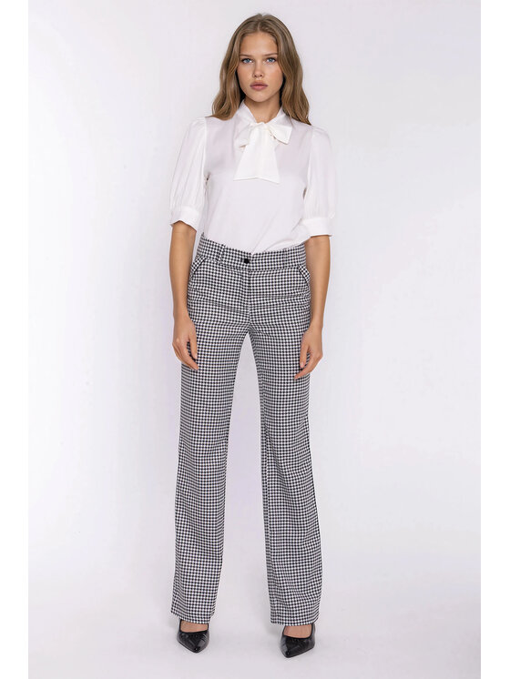 NIFE NIFE Kalhoty z materiálu SD142 Barevná Cropp Flare Fit