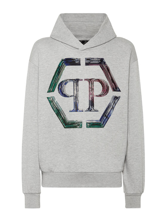 PHILIPP PLEIN PHILIPP PLEIN Mikina 9589 Šedá Regular Fit