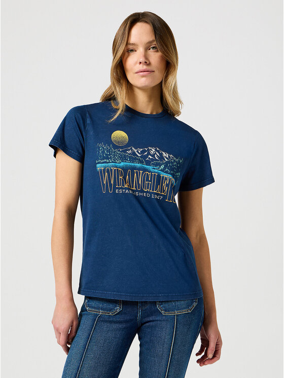 Wrangler Wrangler T-Shirt GRAPHIC TEE Niebieski Regular Fit