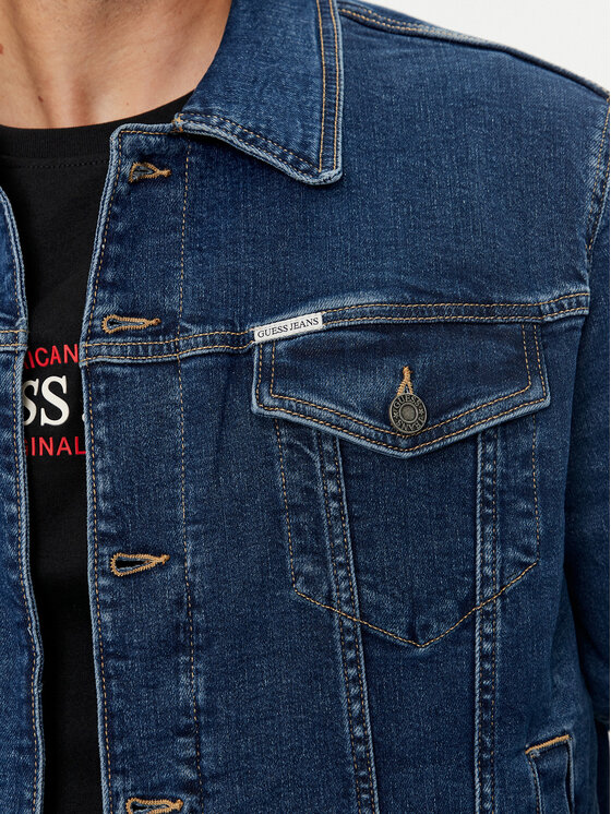 Guess Jeans Guess Jeans Džinsinė striukė M4YN33 D5DM3 Tamsiai mėlyna Regular Fit