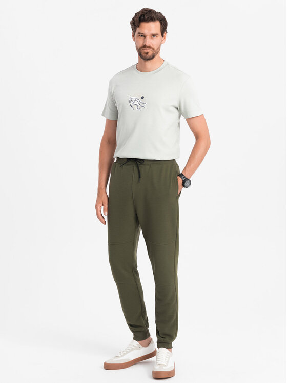 Ombre Ombre Spodnie dresowe OM-PASK-0129 Zielony Regular Fit
