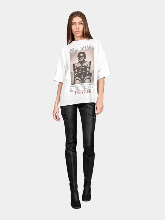 MADE BY SOCIETY MADE BY SOCIETY T-Shirt PSYCHO - T28031 Biały Basic Fit