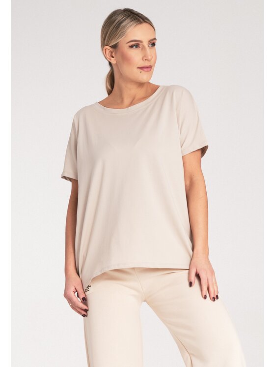 FIGL FIGL Tričko M1164 Béžová Regular Fit
