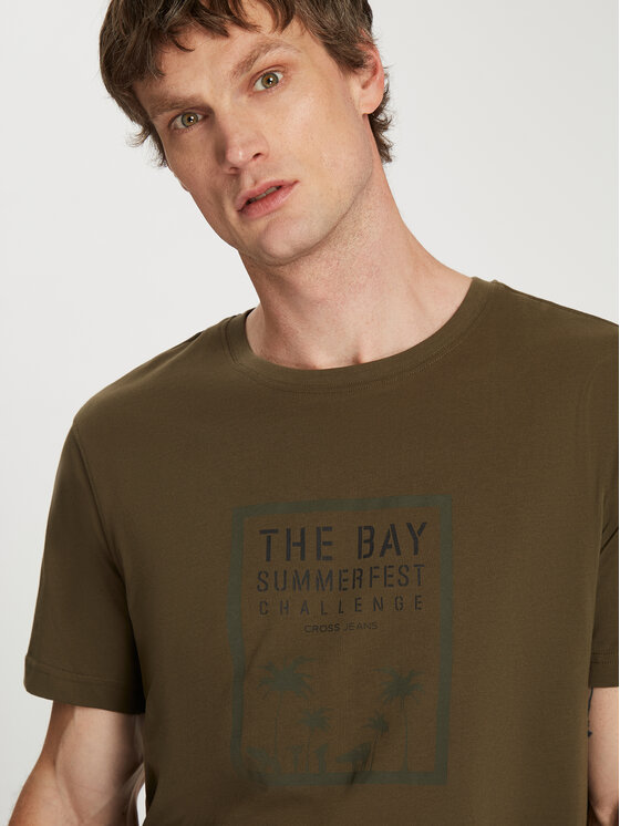 Cross Jeans Cross Jeans T-Shirt 16090-002 Khaki Regular Fit