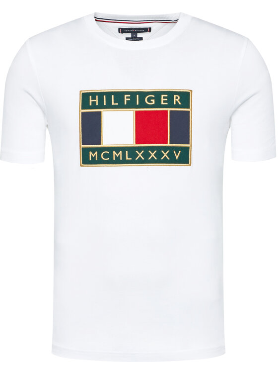 Tommy Hilfiger T-shirt Global Flag MW0MW15332 Blanc Regular Fit • Modivo.fr