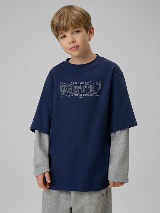 4F 4F Bluza CAMPUS VIBES Granatowy Loose Fit