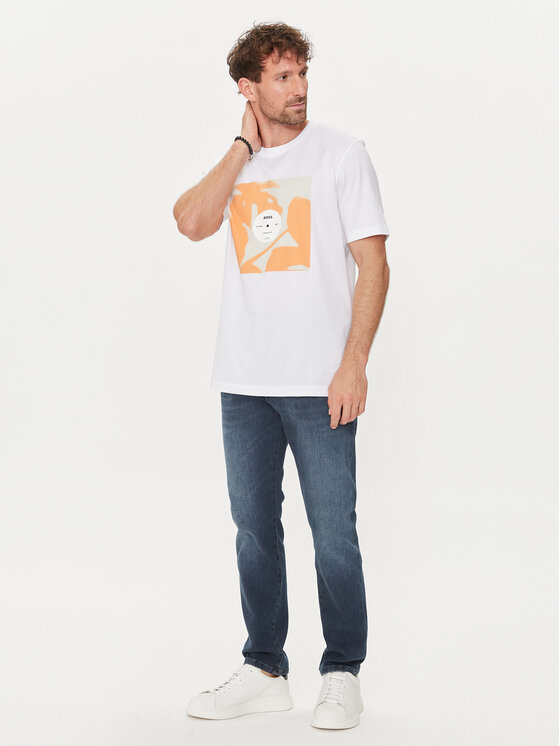 BOSS Boss T-krekls Tiburt 388 50512132 Balts Regular Fit