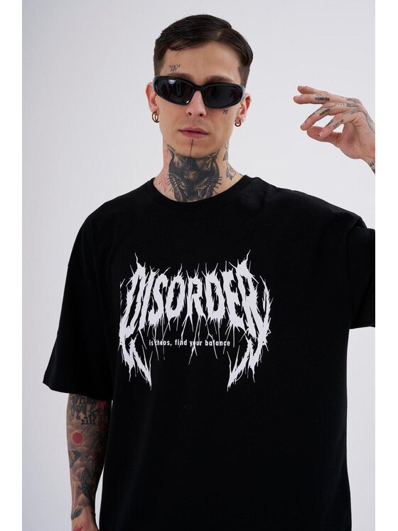 MyStars MyStars T-Shirt Koszulka Z Krótkim Rękawem Oversize Męska Czarna Machinist Disorder XL Czarny Oversize