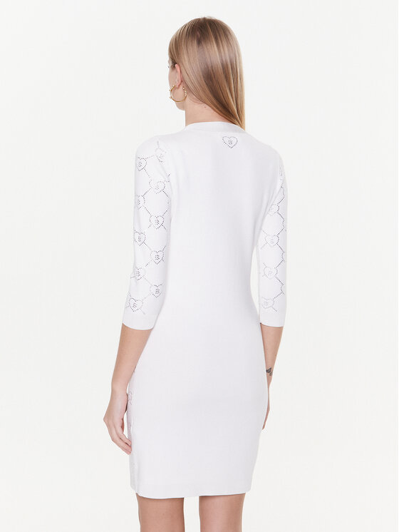 Blugirl Blumarine Blugirl Blumarine Sukienka dzianinowa RA3105-MA18F Biały Slim Fit