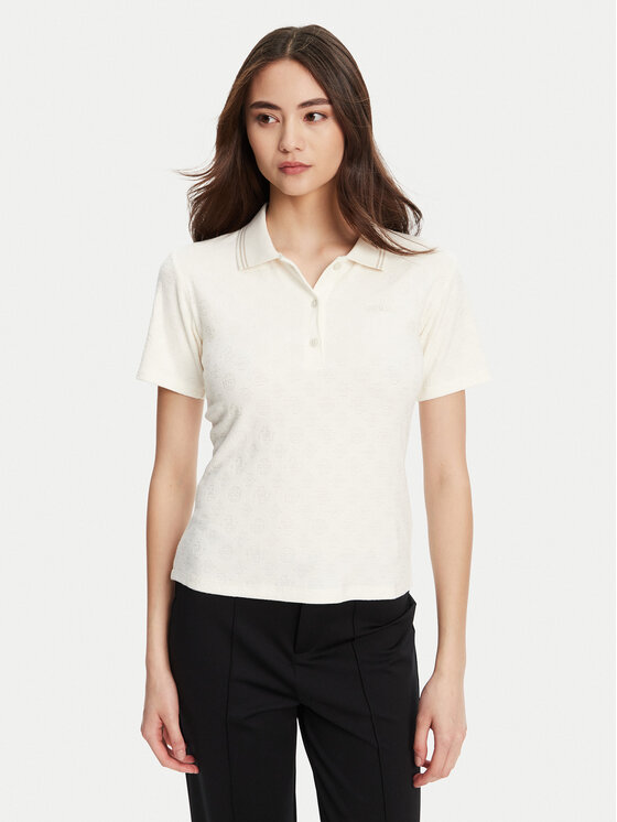 Guess Tricou polo V5YP01 KCX12 Crem Regular Fit