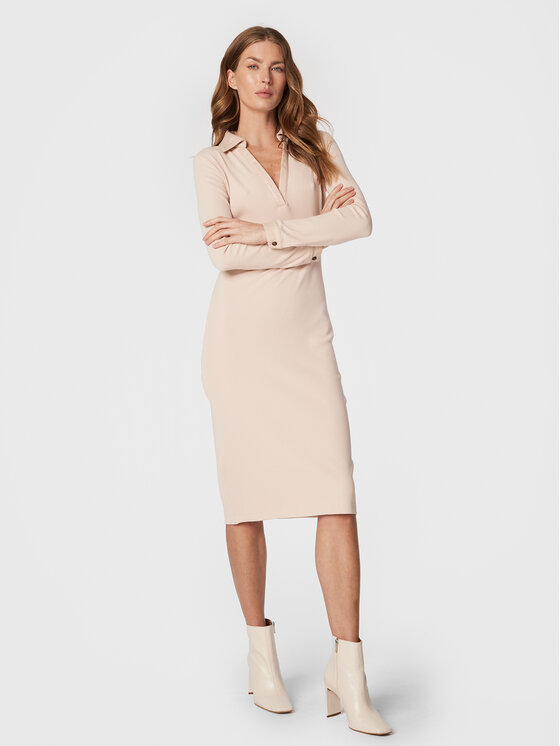 Guess Guess Vsakodnevna obleka Yasmine W2BK76 K8RT2 Bež Slim Fit