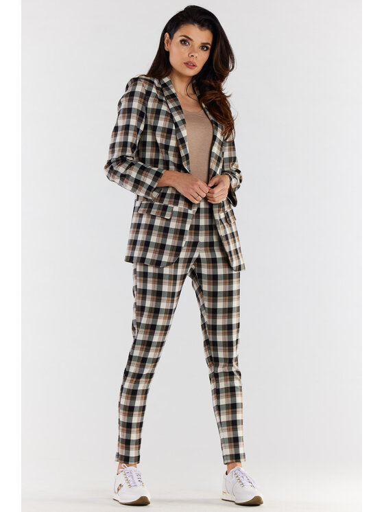 Awama Awama Spodnie damskie A492 Brązowy Basic Fit
