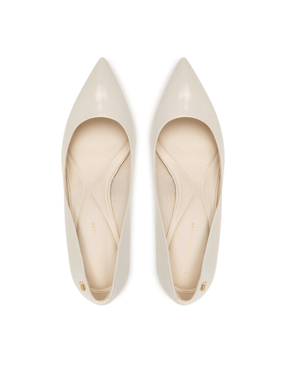Tommy Hilfiger Tommy Hilfiger Pantofi cu toc subțire Essential Pointed Pump FW0FW09362 Écru