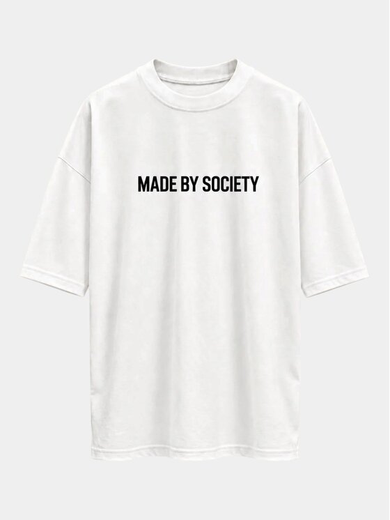 MADE BY SOCIETY MADE BY SOCIETY T-Shirt BORN TO DISOBEY - T18010 Biały Basic Fit