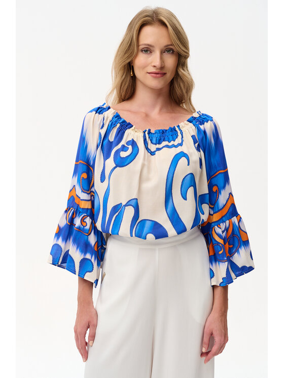 blue shadow blue shadow Bluzka Alvoria Niebieski Regular Fit