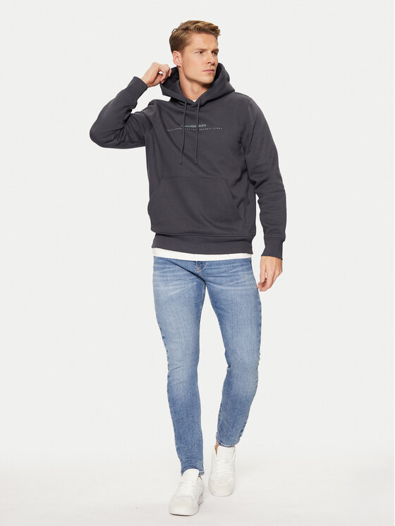 Calvin Klein Jeans Calvin Klein Jeans Džemperis ar kapuci J30J327076 Pelēks Regular Fit