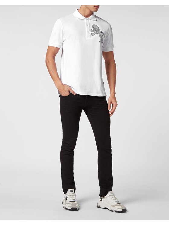 PHILIPP PLEIN PHILIPP PLEIN Polo 15473 Biały Slim Fit