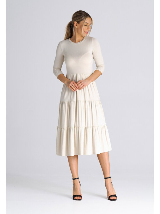 FIGL FIGL Vestito da giorno SUKIENKA M943 Beige Regular Fit