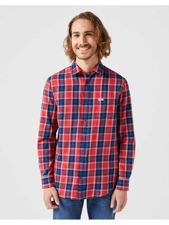 Wrangler Wrangler Koszula LS ONE POCKET SHIRT Czerwony Regular Fit