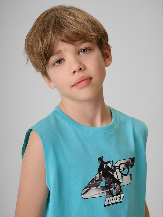 4F 4F Tank top PLAY SEASON Turkusowy Regular Fit
