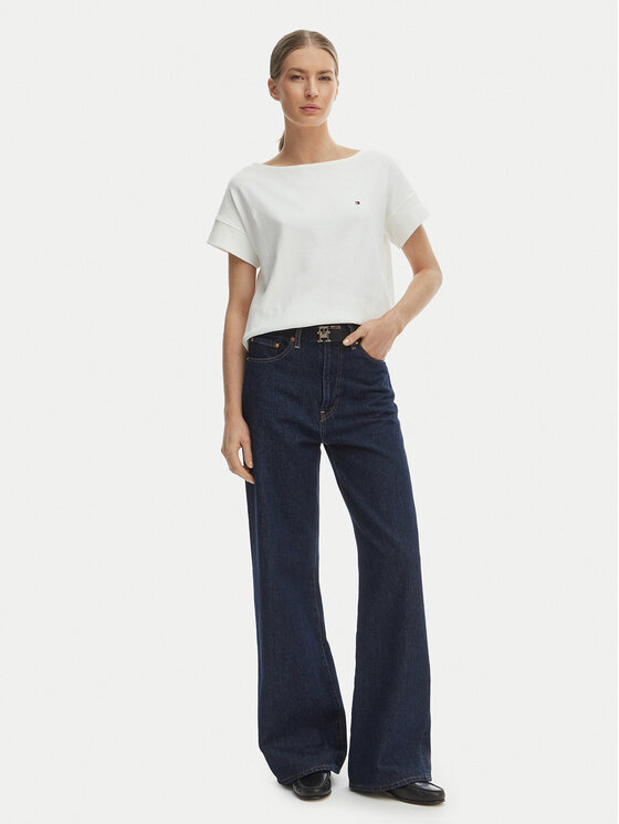 Tommy Hilfiger Tommy Hilfiger Majica WW0WW49723 Écru Loose Fit