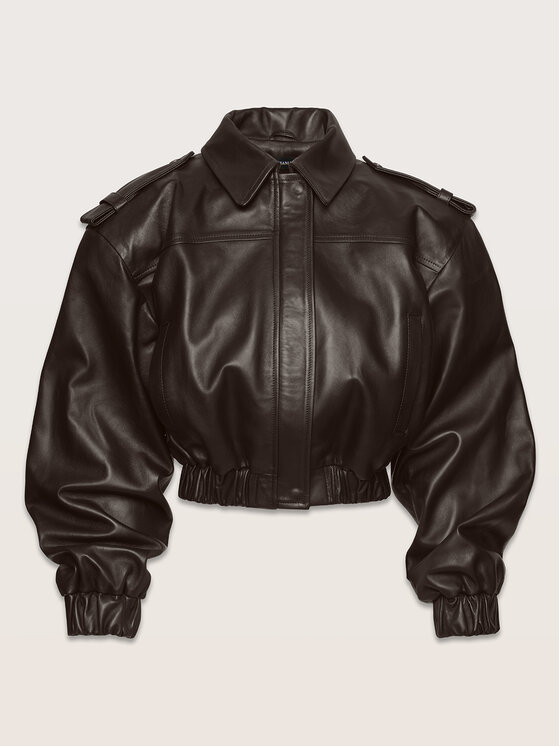 La Mania La Mania Giacca di pelle BERLIN Marrone Classic Fit