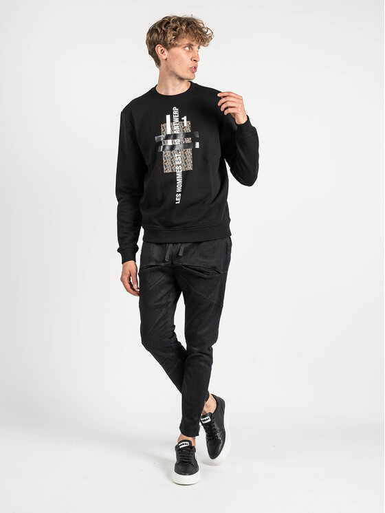 Les Hommes Les Hommes Μπλούζα LLH421-758P | Round Neck Sweater Μαύρο Regular Fit