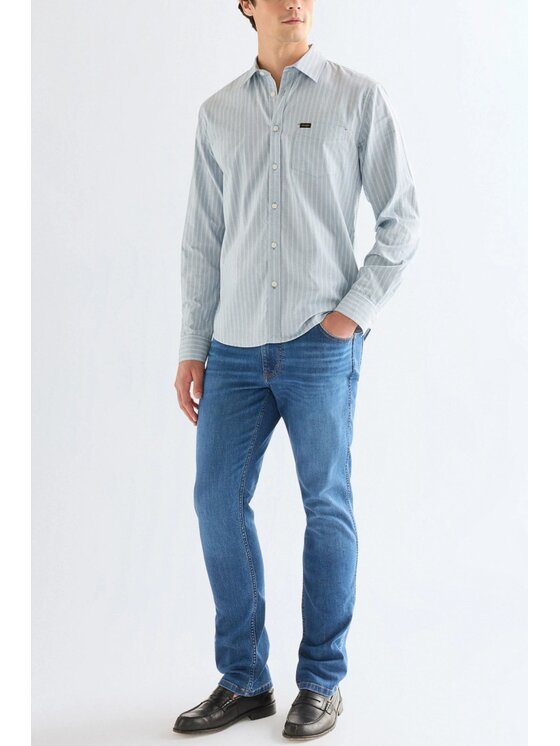 Wrangler Wrangler Koszula 1 PKT SHIRT Niebieski Regular Fit