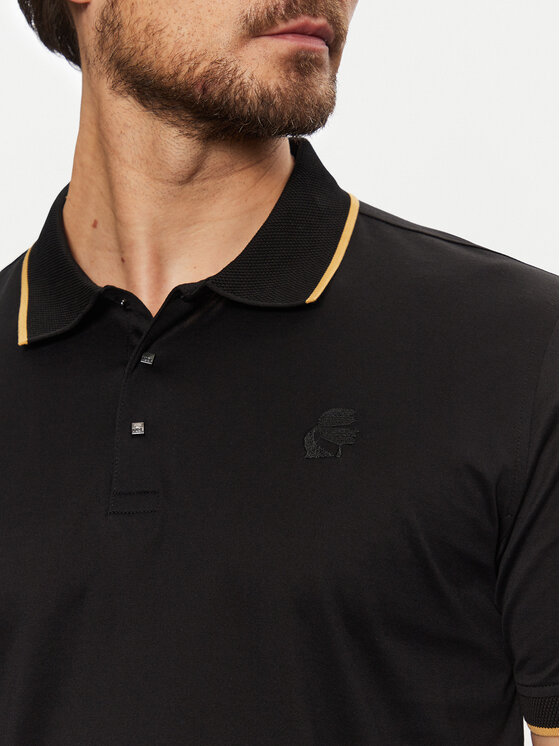 KARL LAGERFELD KARL LAGERFELD Тениска с яка и копчета 745080 551200 Черен Regular Fit