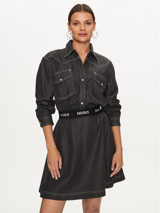 HUGO Hugo Džínsové šaty Karinne-1 50496059 Čierna Regular Fit