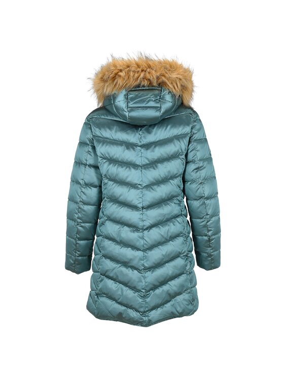 Perso Perso Kurtka zimowa casual ze sztucznym futerkiem Zielony Slim Fit