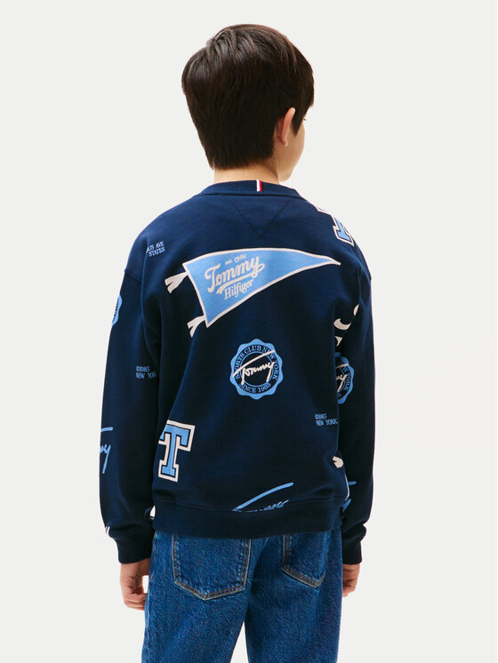 Tommy Hilfiger Tommy Hilfiger Pulóver All Over Printed KB0KB09804 Sötétkék Regular Fit