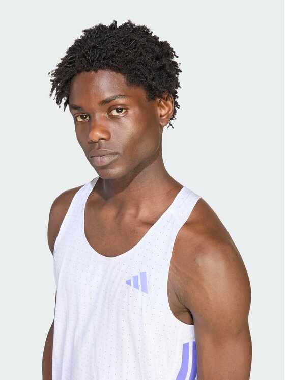 adidas adidas Tank top Adizero Running Biały Slim Fit