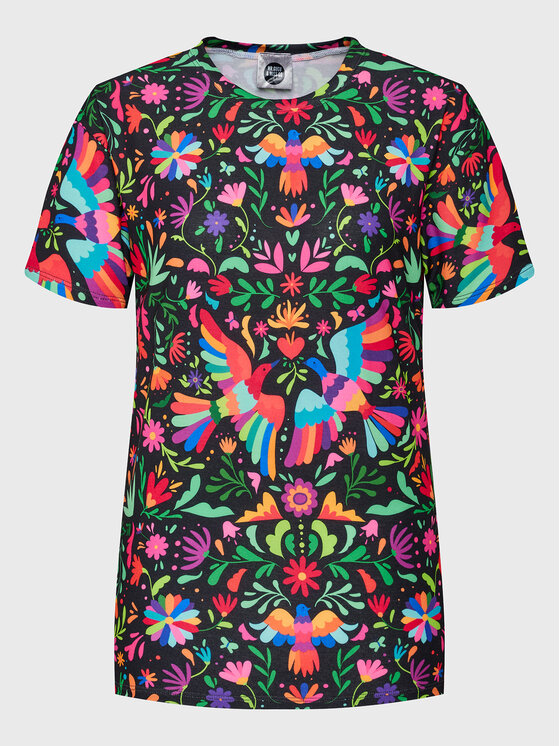 T-shirt Unisex Black Mexican Folk Multicolore