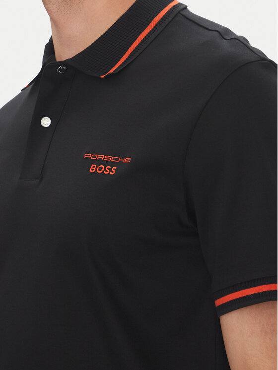 BOSS BOSS Тениска с яка и копчета C-Parris 197 50543257 Черен Regular Fit