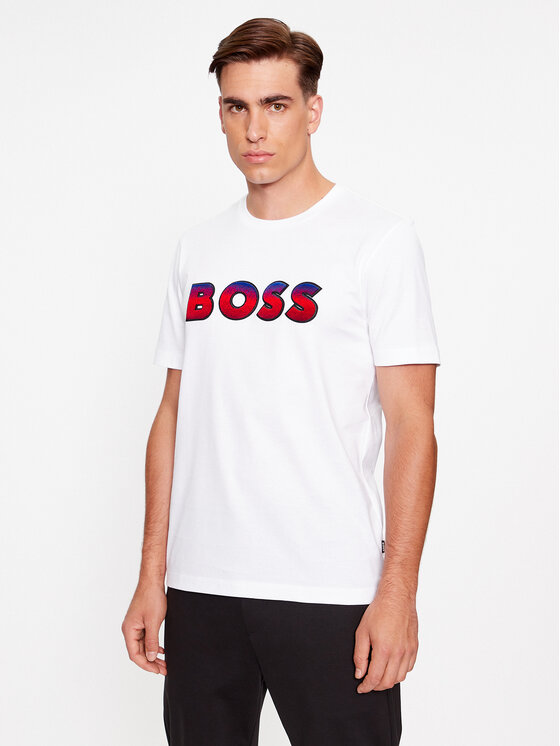 Boss Tricou Tiburt 420 50500760 Alb Regular Fit