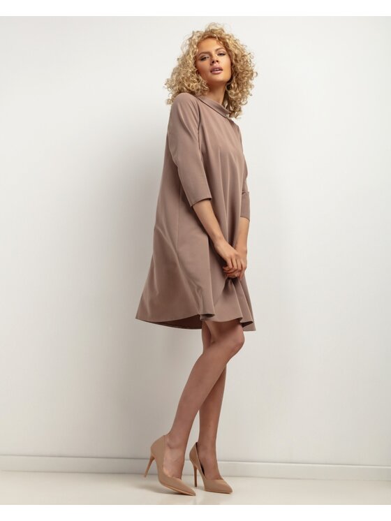 Tessita Tessita Sukienka koktajlowa SUKIENKA_T442 _6_XS Beżowy ciemny Loose Fit