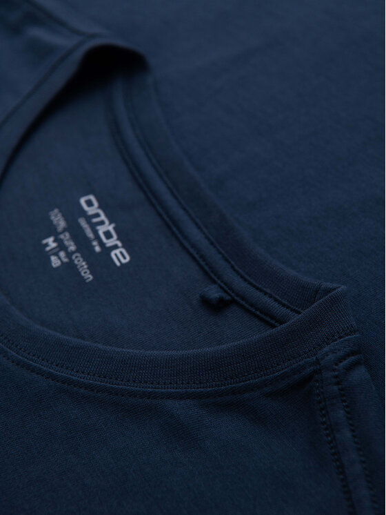 Ombre Ombre Longsleeve OM-LSBL-0142 Granatowy Regular Fit