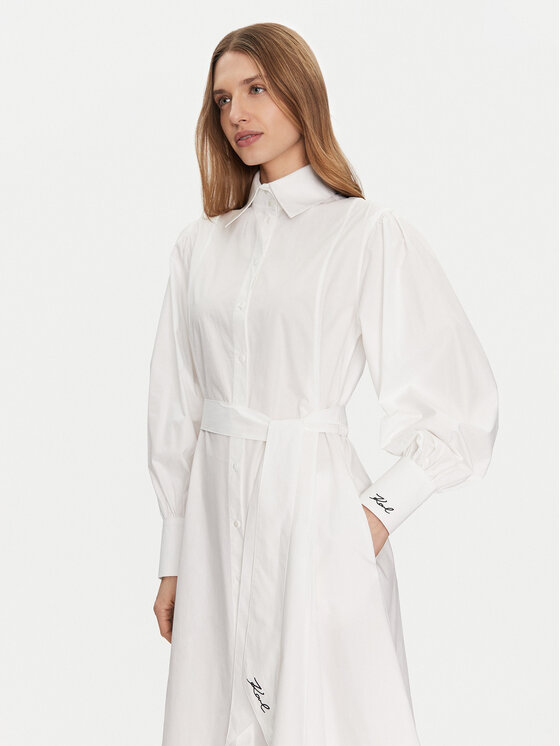 KARL LAGERFELD KARL LAGERFELD Haljina košulja A1W13018 Bijela Regular Fit