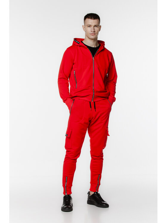 Pilawski Pilawski Spodnie dresowe SPODNIE DRESOWE CZERWONE BOJÓWKI MĘSKIE Czerwony Regular Fit