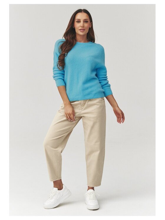 Makadamia Makadamia Sweter C40 Niebieski Loose Fit