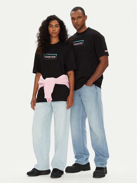 Hunter Hunter Tričko Abele UNISEX HARU0007251 Čierna Regular Fit
