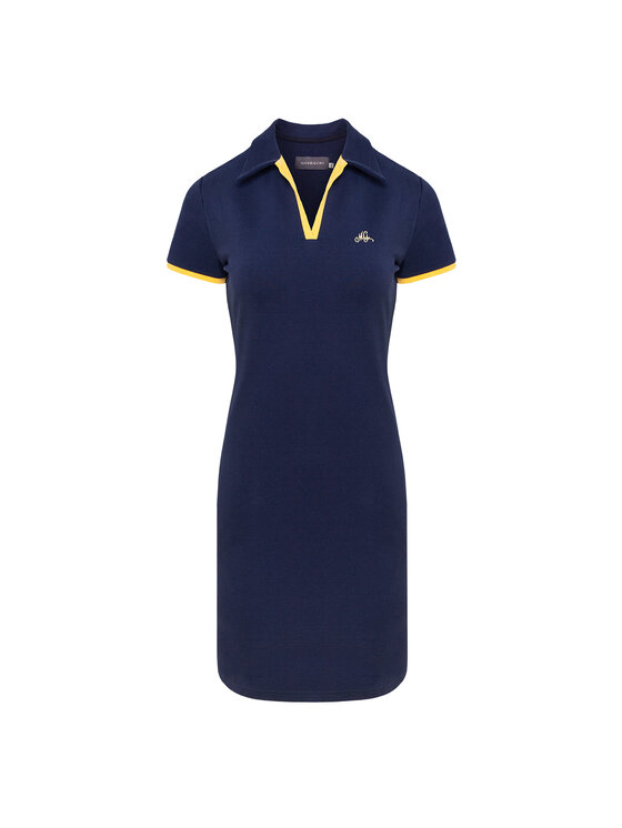 MANDRAGORA MANDRAGORA Vestito da giorno Bawełniana Pique Blu scuro Relaxed Fit