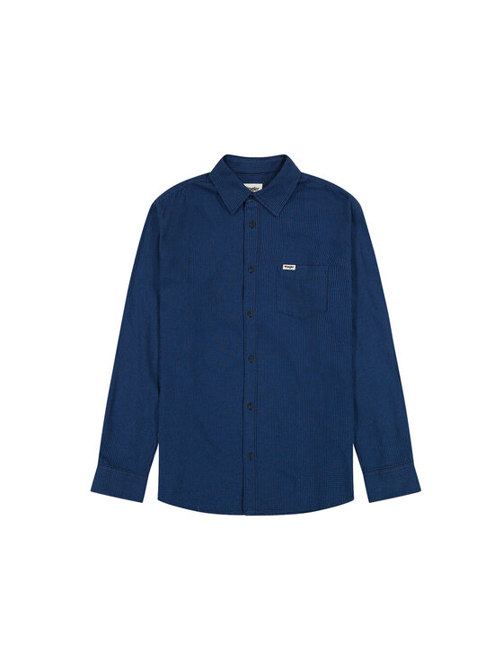 Wrangler Wrangler Koszula 1 PKT FLANNEL SHIRT Niebieski Regular Fit