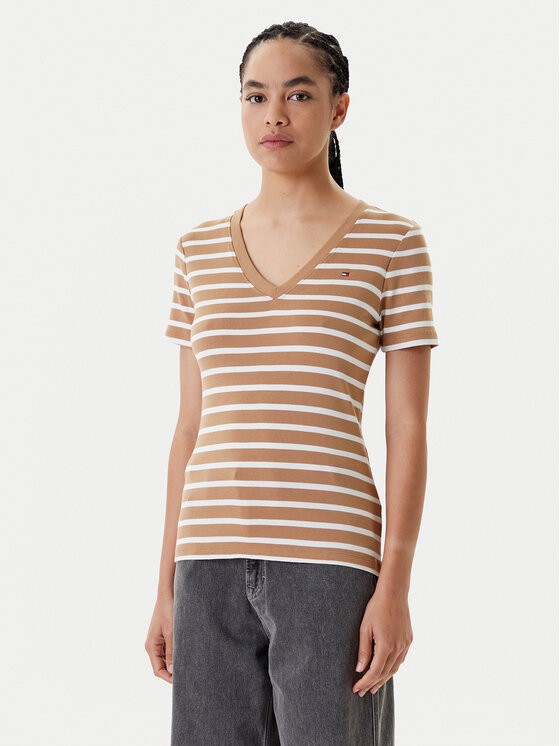 Tommy Hilfiger Damski T-Shirt, rozmiar L, Brązowy, New Cody WW0WW40584