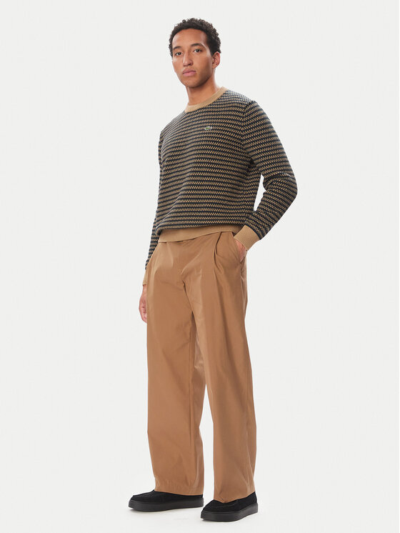 Lacoste Lacoste Pantaloni din material HH0095 Maro deschis Loose Fit