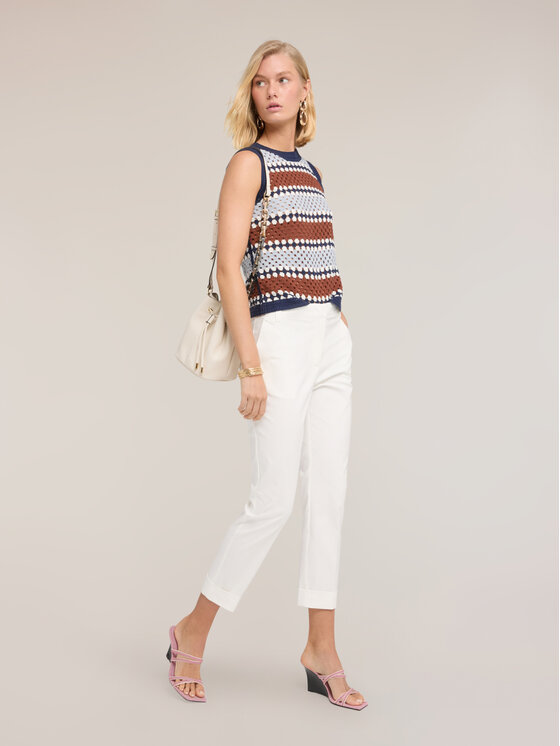 Motivi Motivi Spodnie materiałowe P085Q004532N011 Biały Slim Fit