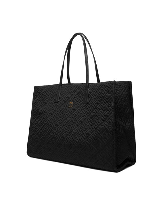 Tommy Hilfiger Tommy Hilfiger Torebka Th City Tote Mono Nylon AW0AW18163 Czarny
