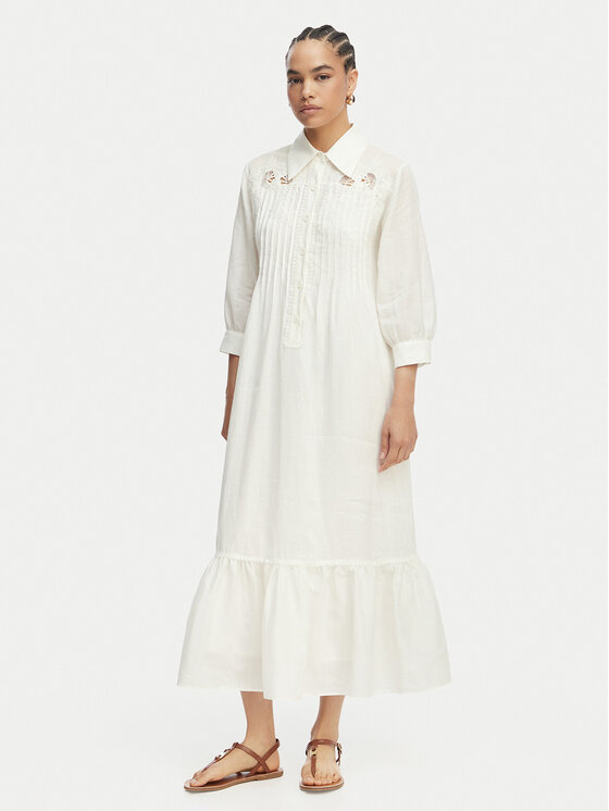 Luisa Spagnoli Luisa Spagnoli Vestito chemisier Parisi 543104 Bianco Regular Fit