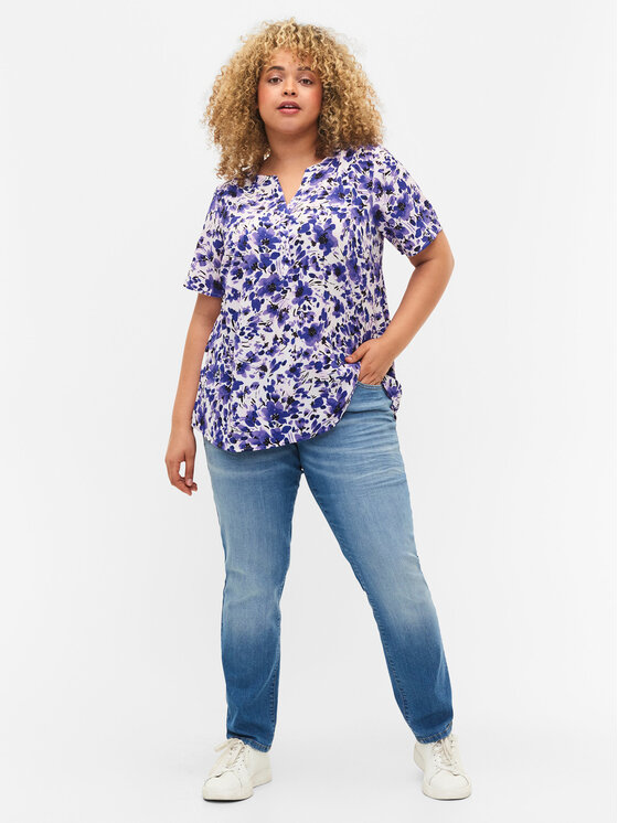 Zizzi Zizzi Μπλουζάκι CA02310O Μωβ Regular Fit